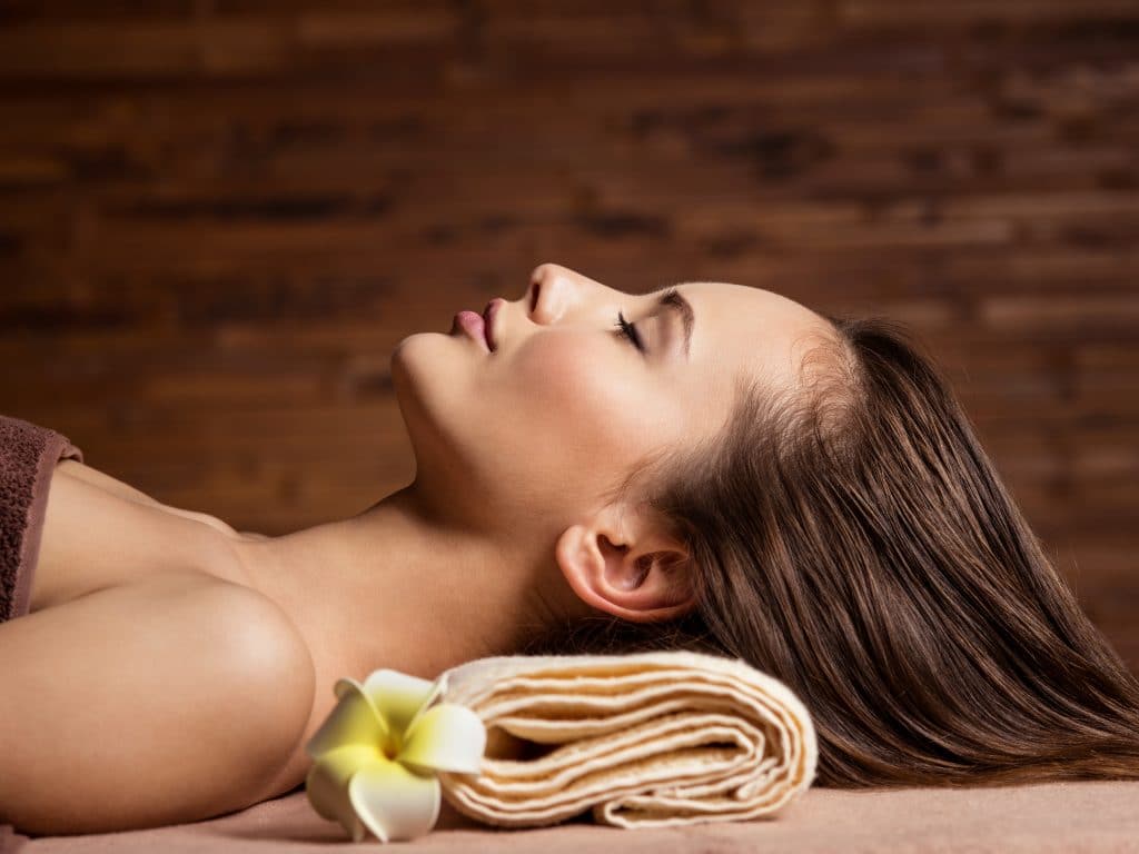 female relaxing in spa